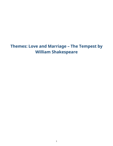The Tempest - William Shakespeare – Love and Marriage