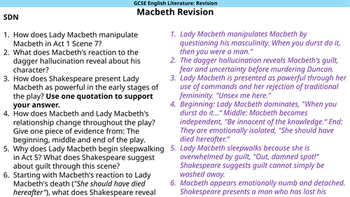 Revision: Macbeth Relationship