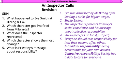 Revision: An Inspector Calls