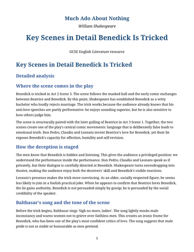 Much Ado About Nothing - William Shakespeare – Benedick Is Tricked