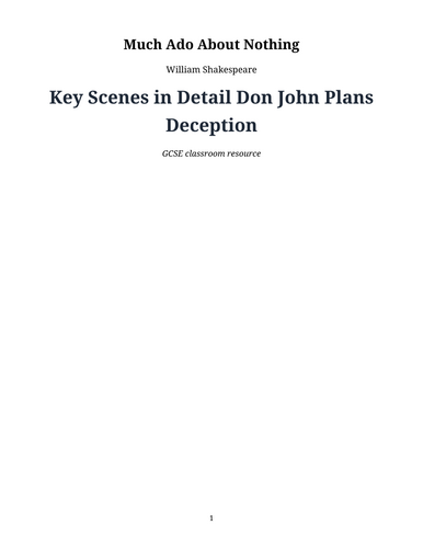 Much Ado About Nothing - William Shakespeare – Don John Plans Deception