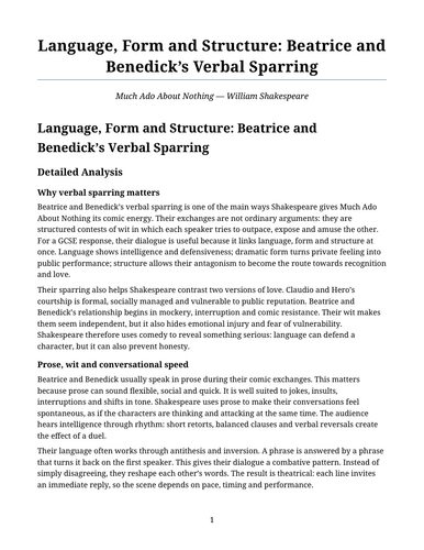 Much Ado About Nothing - William Shakespeare – Beatrice and Benedick’s Verbal Sparring