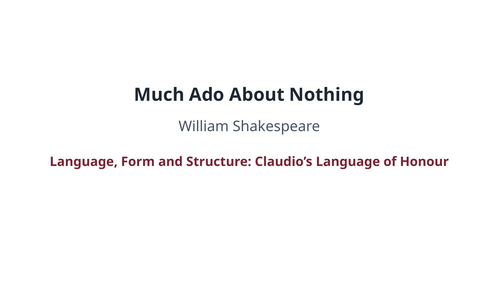 Much Ado About Nothing - William Shakespeare – Claudio’s Language of Honour