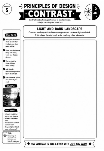 Principles of Design Worksheet 5 – Contrast: Light and Dark Landscape