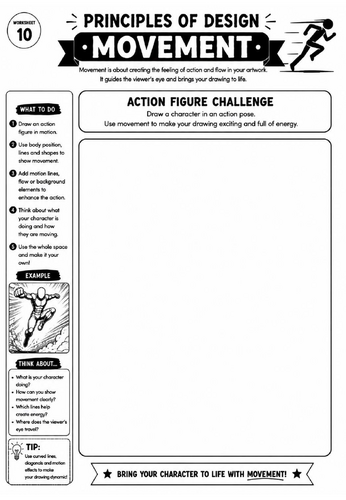 Principles of Design Worksheet 10 – Movement: Action Figure Challenge