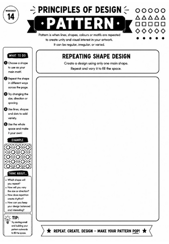 Principles of Design Worksheet 14 – Pattern: Repeating Shape Design