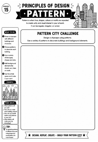 Principles of Design Worksheet 15 – Pattern: Pattern City Challenge