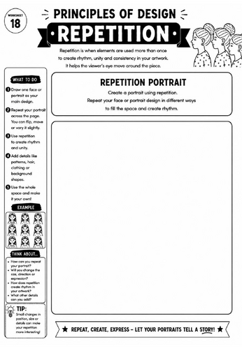 Principles of Design Worksheet 18 – Repetition: Repetition Portrait