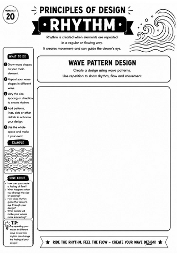 Principles of Design Worksheet 20 – Rhythm: Wave Pattern Design