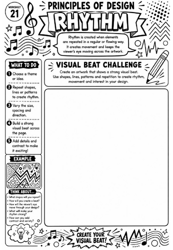 Principles of Design Worksheet 21 – Rhythm: Visual Beat Challenge