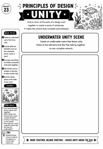 Principles of Design Worksheet 23 – Unity: Underwater Unity Scene