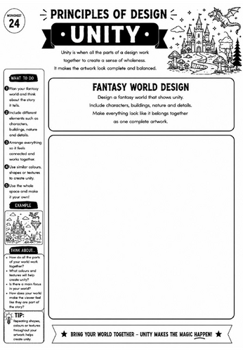 Principles of Design Worksheet 24 – Unity: Fantasy World Design