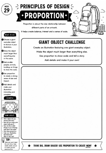 Principles of Design Worksheet 29 – Proportion: Giant Object Challenge