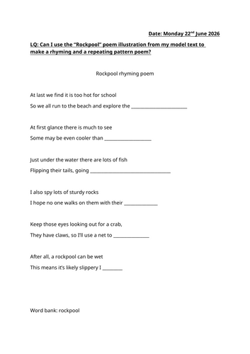 Rhyming couplets and repeating pattern poems for a first book of the sea
