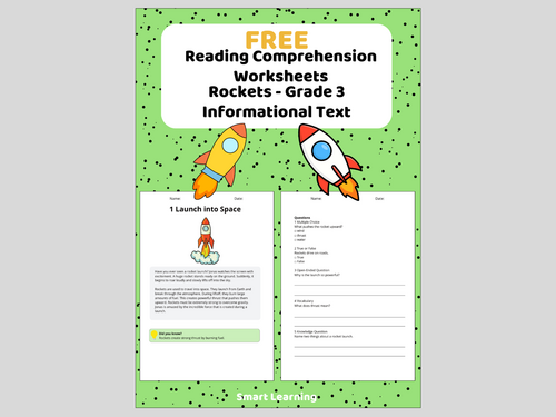 FREE: Reading Comprehension Rockets Worksheets - Grade 3 | Informational Texts