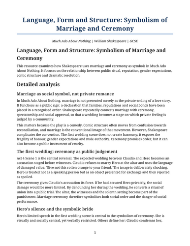 Much Ado About Nothing - William Shakespeare – Symbolism of Marriage and Ceremony