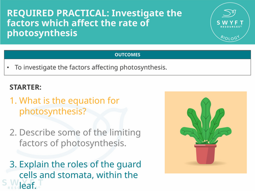 AQA GCSE Biology - Required Practical - Factors affecting photosynthesis