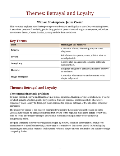 Julius Caesar - William Shakespeare – Betrayal and Loyalty
