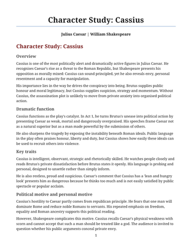 Julius Caesar - William Shakespeare – Cassius
