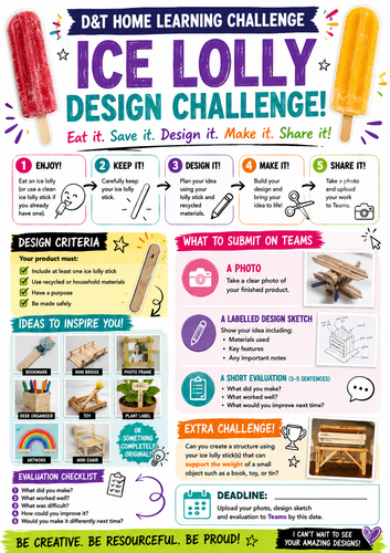 Hot Weather Design & Technology Ice Lolly Challenge