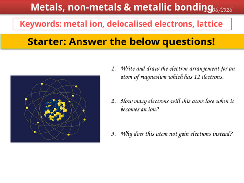 GCSE: Metals, non-metals and metallic bonding