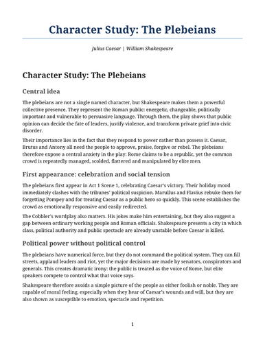 Julius Caesar - William Shakespeare – The Plebeians