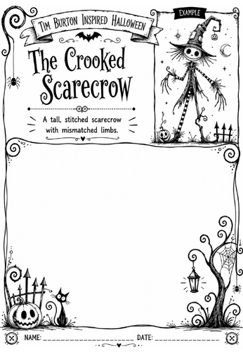 Tim Burton Inspired Halloween Character Design – The Crooked Scarecrow | KS2 KS3 Art Worksheet
