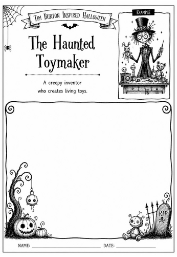 Tim Burton Inspired Halloween Character Design – The Haunted Toymaker | KS2 KS3 Art Worksheet