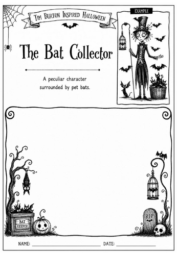 Tim Burton Inspired Halloween Character Design – The Bat Collector | KS2 KS3 Art Worksheet