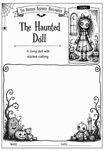 Tim Burton Inspired Halloween Character Design – The Haunted Doll | KS2 KS3 Art Worksheet