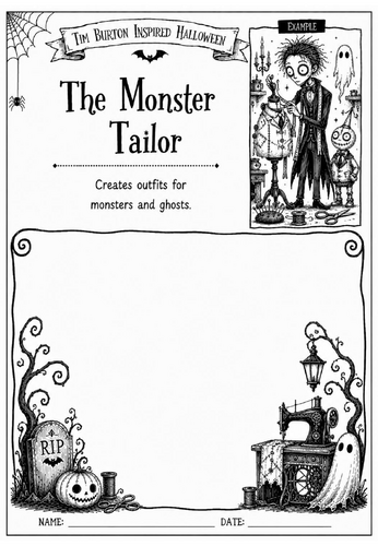 Tim Burton Inspired Halloween Character Design – The Monster Tailor | KS2 KS3 Art Worksheet