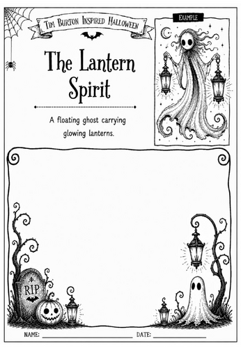 Tim Burton Inspired Halloween Character Design – The Lantern Spirit | KS2 KS3 Art Worksheet