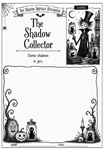 Tim Burton Inspired Halloween Character Design – The Shadow Collector | KS2 KS3 Art Worksheet