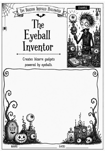 Tim Burton Inspired Halloween Character Design – The Eyeball Inventor | KS2 KS3 Art Worksheet