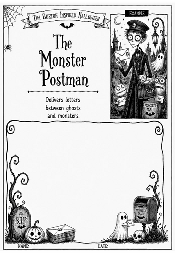 Tim Burton Inspired Halloween Character Design – The Monster Postman | KS2 KS3 Art Worksheet
