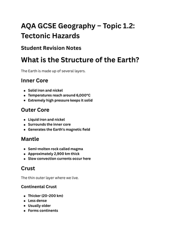 AQA GCSE Geography 9-1 | Topic 1.2 Tectonic Hazards Revision Notes | Paper 1 Physical Geography