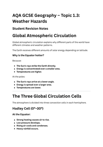 AQA GCSE Geography 9-1 | Topic 1.3 Weather Hazards Revision Notes | Paper 1 Physical Geography