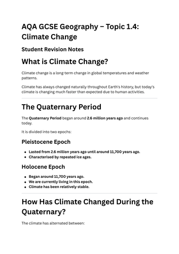 AQA GCSE Geography 9-1 | Topic 1.4 Climate Change Revision Notes | Paper 1 Physical Geography
