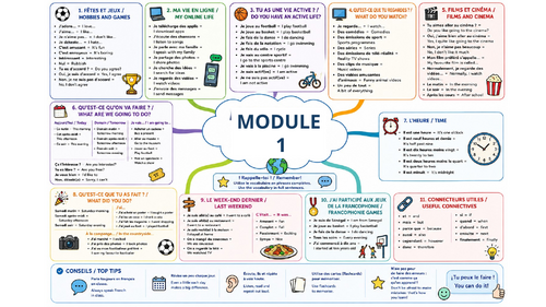 AQA French GCSE Mind maps for Pearson text book module 1-8