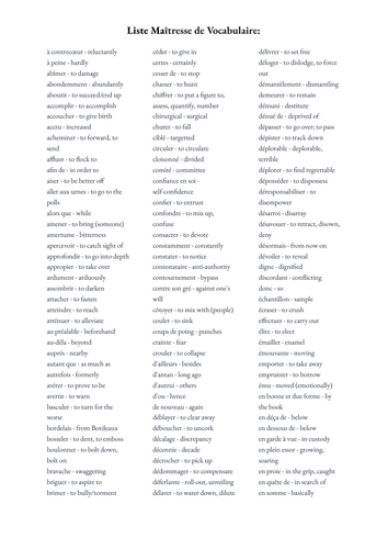French A-Level Vocab Masterlisr