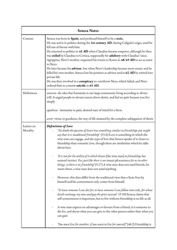 A-Level Classics Seneca Notes