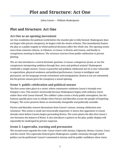 Julius Caesar - William Shakespeare – Act One