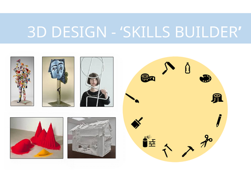 Art & Design KS4, 3D Design, 'Skills Builder' 62 page PPT Unit of Work 14 weeks +
