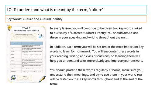 Key Stage 3 Different Cultures Poetry/Oracy Unit