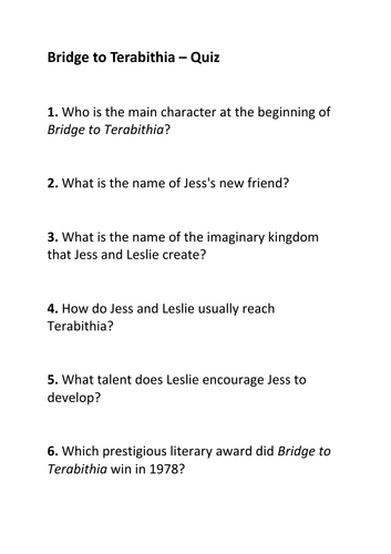 Bridge to Terabithia – Quiz