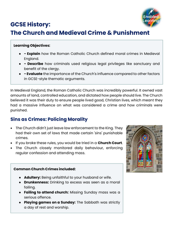 GCSE History - Influence of the Church on Medieval England Law and Order