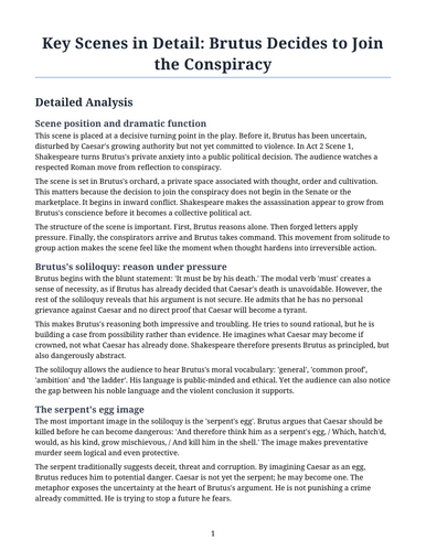 Julius Caesar - William Shakespeare – Brutus Decides to Join the Conspiracy