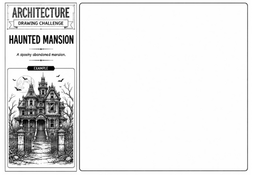 Haunted Mansion | Architecture Drawing Challenge | KS2 KS3 Art Cover Lesson | Halloween Architecture
