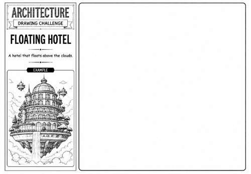 Floating Hotel | Architecture Drawing Challenge | KS2 KS3 Art Cover Lesson | Hotel Design Worksheet
