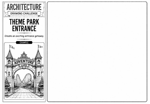 Theme Park Entrance | Architecture Drawing Challenge | KS2 KS3 Art Cover Lesson | Theme Park Design